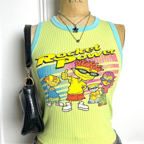 Nickelodeon lime green vintage rocket power tank with character image size xs - Picture 4 of 6